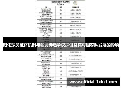 归化球员征召机制与薪资待遇争议探讨及其对国家队发展的影响