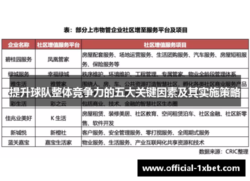 提升球队整体竞争力的五大关键因素及其实施策略